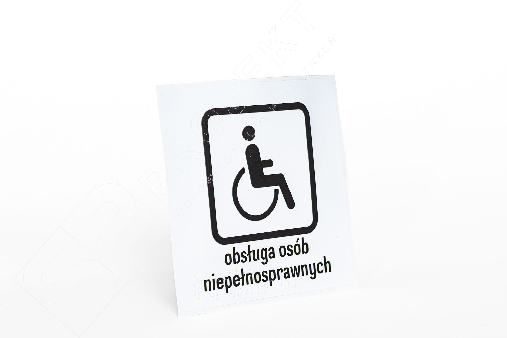 S2NW-Naklejki informacyjne z alfabetem Braille’a i piktogramem to kluczowe elementy informacyjne ułatwiające samodzielne poruszanie się osobom niewidomym i słabowidzącym. Zawierają wypukłe napisy, piktogramy, cyfry itp. - obrazek 2